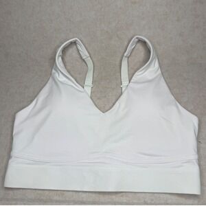 Fabletics XXL White Medium Impact‎ Sports Bra Criss Cross Back Activewear